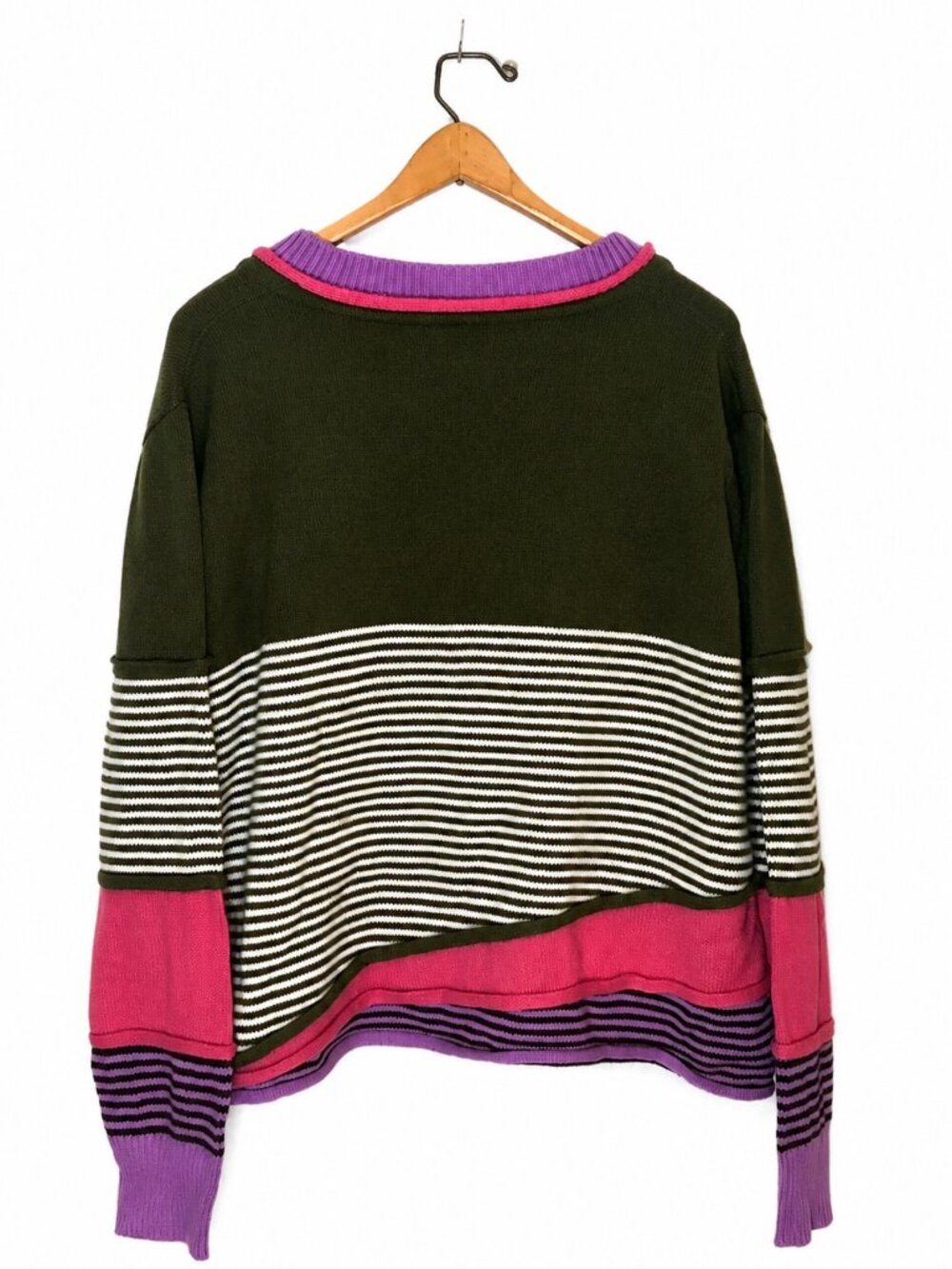 Striped Colorblock Womens Sweater By Funky Boutik Size L Multicolor - Picture 3 of 4